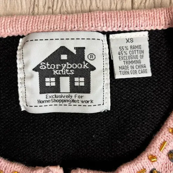 Storybook Knits Vintage Beaded Art Cardigan Jacket XS Cottagecore Boho Artwear - Picture 5 of 15